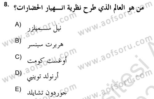 Din Sosyolojisi Dersi 2020 - 2021 Yılı Yaz Okulu Sınav Soruları 8. Soru