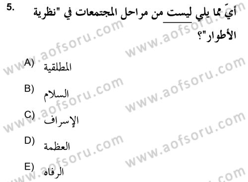 Din Sosyolojisi Dersi 2021 - 2022 Yılı (Vize) Ara Sınav Soruları 5. Soru