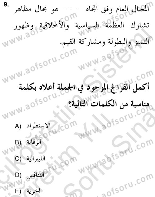Din Sosyolojisi Dersi 2021 - 2022 Yılı (Final) Dönem Sonu Sınav Soruları 9. Soru