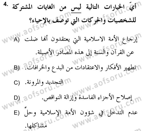 Çağdaş Düşünce Akımları Dersi 2018 - 2019 Yılı (Vize) Ara Sınav Soruları 4. Soru