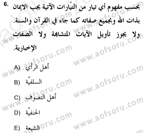 Çağdaş Düşünce Akımları Dersi 2018 - 2019 Yılı (Vize) Ara Sınav Soruları 6. Soru