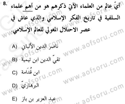 Çağdaş Düşünce Akımları Dersi 2018 - 2019 Yılı (Vize) Ara Sınav Soruları 8. Soru