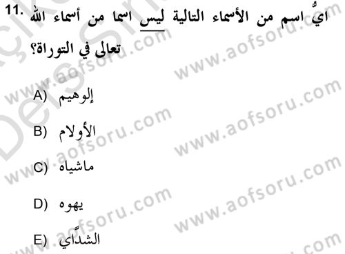 Yaşayan Dünya Dinleri Dersi 2018 - 2019 Yılı 3 Ders Sınav Soruları 11. Soru