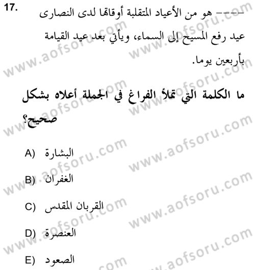 Yaşayan Dünya Dinleri Dersi 2018 - 2019 Yılı 3 Ders Sınav Soruları 17. Soru