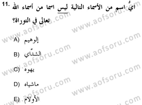 Yaşayan Dünya Dinleri Dersi 2018 - 2019 Yılı (Final) Dönem Sonu Sınav Soruları 11. Soru