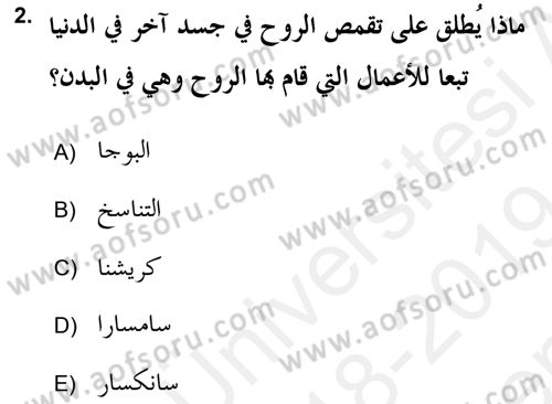 Yaşayan Dünya Dinleri Dersi 2018 - 2019 Yılı (Final) Dönem Sonu Sınav Soruları 2. Soru