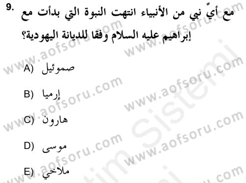 Yaşayan Dünya Dinleri Dersi 2018 - 2019 Yılı (Final) Dönem Sonu Sınav Soruları 9. Soru