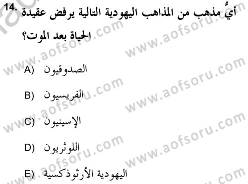 Yaşayan Dünya Dinleri Dersi 2018 - 2019 Yılı Yaz Okulu Sınav Soruları 14. Soru