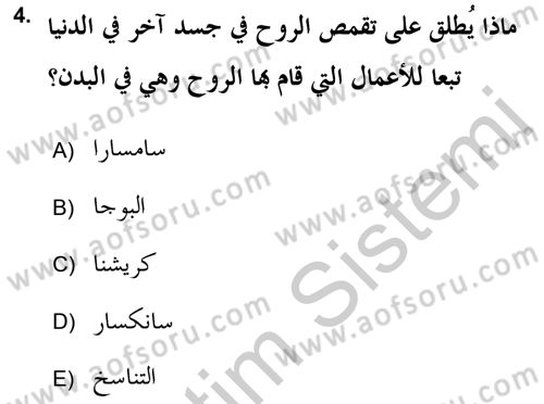 Yaşayan Dünya Dinleri Dersi 2018 - 2019 Yılı Yaz Okulu Sınav Soruları 4. Soru