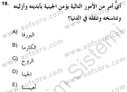 Yaşayan Dünya Dinleri Dersi 2020 - 2021 Yılı Yaz Okulu Sınav Soruları 19. Soru