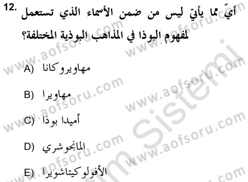 Yaşayan Dünya Dinleri Dersi 2021 - 2022 Yılı (Vize) Ara Sınav Soruları 12. Soru
