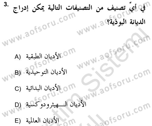 Yaşayan Dünya Dinleri Dersi 2021 - 2022 Yılı (Vize) Ara Sınav Soruları 3. Soru