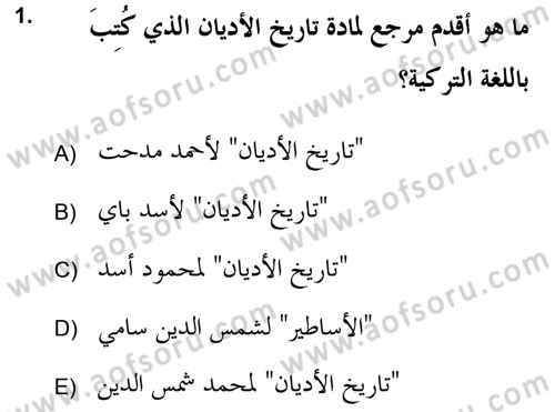 Yaşayan Dünya Dinleri Dersi 2021 - 2022 Yılı (Final) Dönem Sonu Sınav Soruları 1. Soru