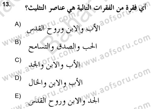 Yaşayan Dünya Dinleri Dersi 2021 - 2022 Yılı (Final) Dönem Sonu Sınav Soruları 13. Soru
