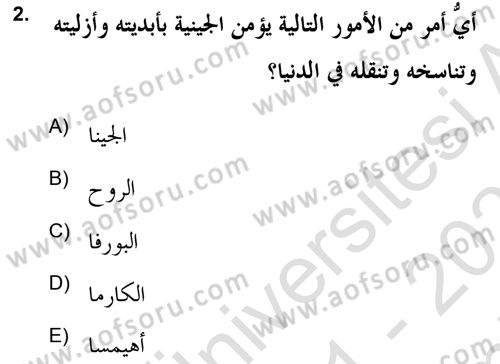 Yaşayan Dünya Dinleri Dersi 2021 - 2022 Yılı (Final) Dönem Sonu Sınav Soruları 2. Soru