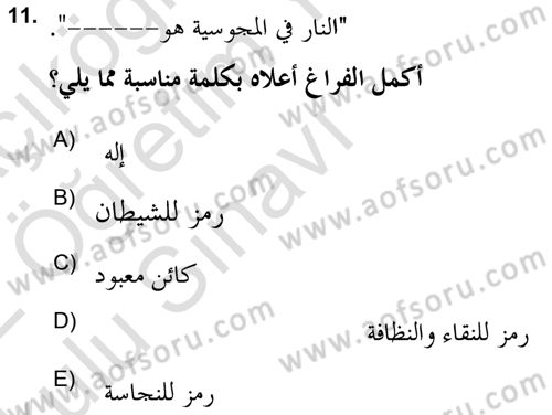 Yaşayan Dünya Dinleri Dersi 2021 - 2022 Yılı Yaz Okulu Sınav Soruları 11. Soru