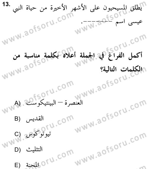 Yaşayan Dünya Dinleri Dersi 2021 - 2022 Yılı Yaz Okulu Sınav Soruları 13. Soru