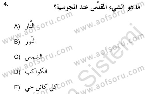 Yaşayan Dünya Dinleri Dersi 2021 - 2022 Yılı Yaz Okulu Sınav Soruları 4. Soru