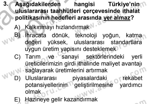 Dış Ticaret İşlemleri Dersi 2012 - 2013 Yılı (Vize) Ara Sınav Soruları 3. Soru
