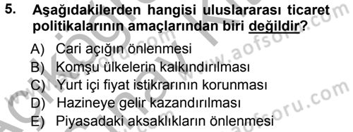 Dış Ticaret İşlemleri Dersi 2012 - 2013 Yılı (Vize) Ara Sınav Soruları 5. Soru