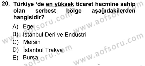 Dış Ticaret İşlemleri Dersi 2012 - 2013 Yılı (Final) Dönem Sonu Sınav Soruları 20. Soru
