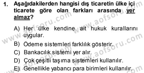 Dış Ticaret İşlemleri Dersi 2013 - 2014 Yılı (Vize) Ara Sınav Soruları 1. Soru
