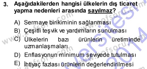 Dış Ticaret İşlemleri Dersi 2013 - 2014 Yılı (Vize) Ara Sınav Soruları 3. Soru