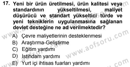 Dış Ticaret İşlemleri Dersi 2013 - 2014 Yılı Tek Ders Sınav Soruları 17. Soru