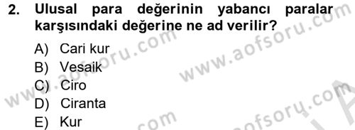 Dış Ticaret İşlemleri Dersi 2013 - 2014 Yılı Tek Ders Sınav Soruları 2. Soru