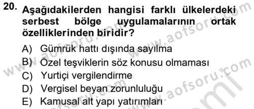 Dış Ticaret İşlemleri Dersi 2013 - 2014 Yılı Tek Ders Sınav Soruları 20. Soru