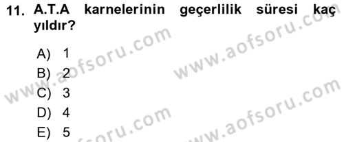 Dış Ticaret İşlemleri Dersi 2015 - 2016 Yılı (Vize) Ara Sınav Soruları 11. Soru