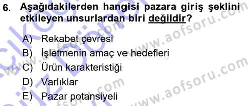 Dış Ticaret İşlemleri Dersi 2015 - 2016 Yılı (Vize) Ara Sınav Soruları 6. Soru
