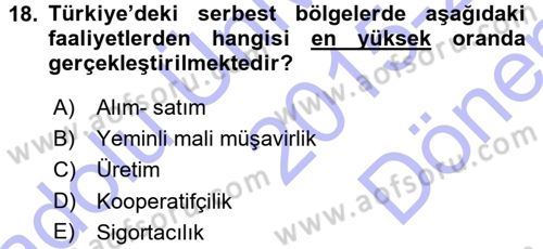 Dış Ticaret İşlemleri Dersi 2015 - 2016 Yılı (Final) Dönem Sonu Sınav Soruları 18. Soru