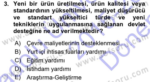 Dış Ticaret İşlemleri Dersi 2015 - 2016 Yılı (Final) Dönem Sonu Sınav Soruları 3. Soru