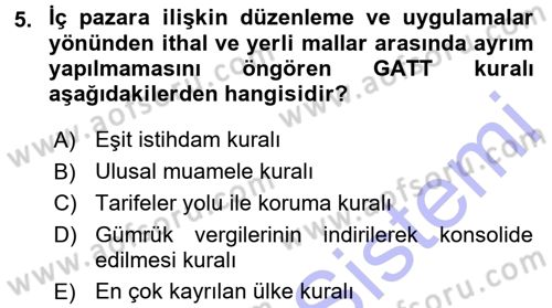 Dış Ticaret İşlemleri Dersi 2015 - 2016 Yılı (Final) Dönem Sonu Sınav Soruları 5. Soru