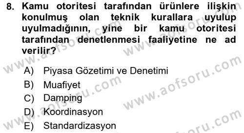 Dış Ticaret İşlemleri Dersi 2015 - 2016 Yılı (Final) Dönem Sonu Sınav Soruları 8. Soru
