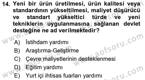 Dış Ticaret İşlemleri Dersi 2016 - 2017 Yılı 3 Ders Sınav Soruları 14. Soru