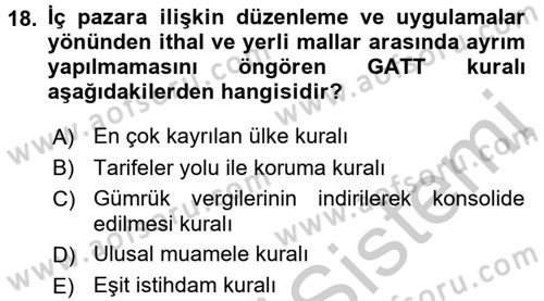 Dış Ticaret İşlemleri Dersi 2016 - 2017 Yılı 3 Ders Sınav Soruları 18. Soru