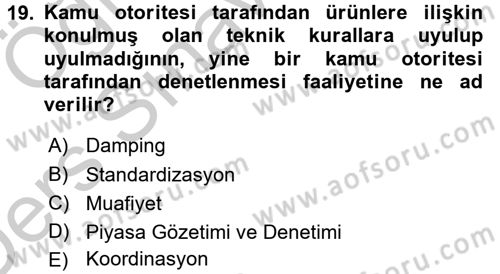 Dış Ticaret İşlemleri Dersi 2016 - 2017 Yılı 3 Ders Sınav Soruları 19. Soru