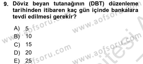 Dış Ticaret İşlemleri Dersi 2016 - 2017 Yılı (Vize) Ara Sınav Soruları 9. Soru
