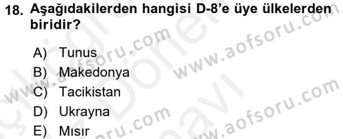 Dış Ticaret İşlemleri Dersi 2016 - 2017 Yılı (Final) Dönem Sonu Sınav Soruları 18. Soru