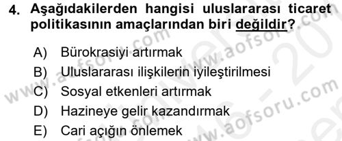 Dış Ticaret İşlemleri Dersi 2016 - 2017 Yılı (Final) Dönem Sonu Sınav Soruları 4. Soru