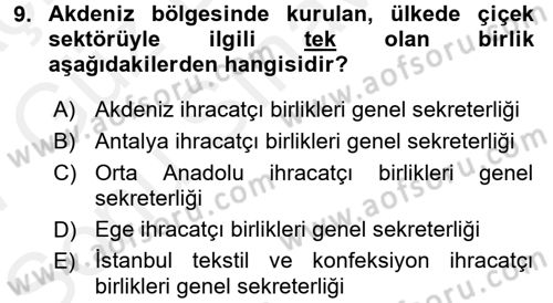 Dış Ticaret İşlemleri Dersi 2016 - 2017 Yılı (Final) Dönem Sonu Sınav Soruları 9. Soru