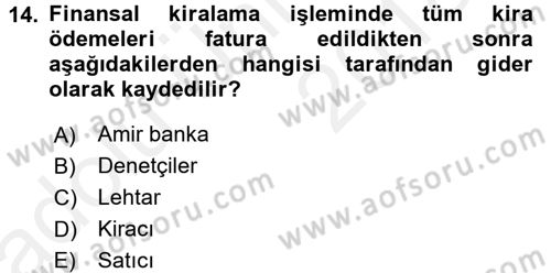Dış Ticaret İşlemleri Dersi 2017 - 2018 Yılı 3 Ders Sınav Soruları 14. Soru