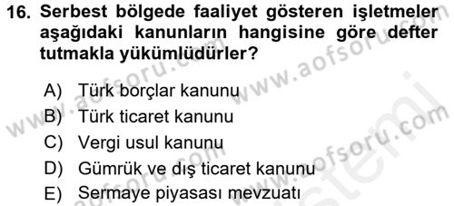 Dış Ticaret İşlemleri Dersi 2017 - 2018 Yılı 3 Ders Sınav Soruları 16. Soru