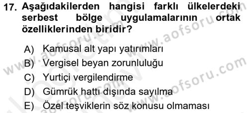 Dış Ticaret İşlemleri Dersi 2017 - 2018 Yılı 3 Ders Sınav Soruları 17. Soru