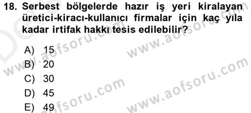 Dış Ticaret İşlemleri Dersi 2017 - 2018 Yılı 3 Ders Sınav Soruları 18. Soru