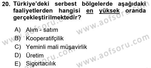 Dış Ticaret İşlemleri Dersi 2017 - 2018 Yılı 3 Ders Sınav Soruları 20. Soru