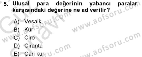 Dış Ticaret İşlemleri Dersi 2017 - 2018 Yılı (Vize) Ara Sınav Soruları 5. Soru