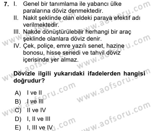Dış Ticaret İşlemleri Dersi 2017 - 2018 Yılı (Vize) Ara Sınav Soruları 7. Soru